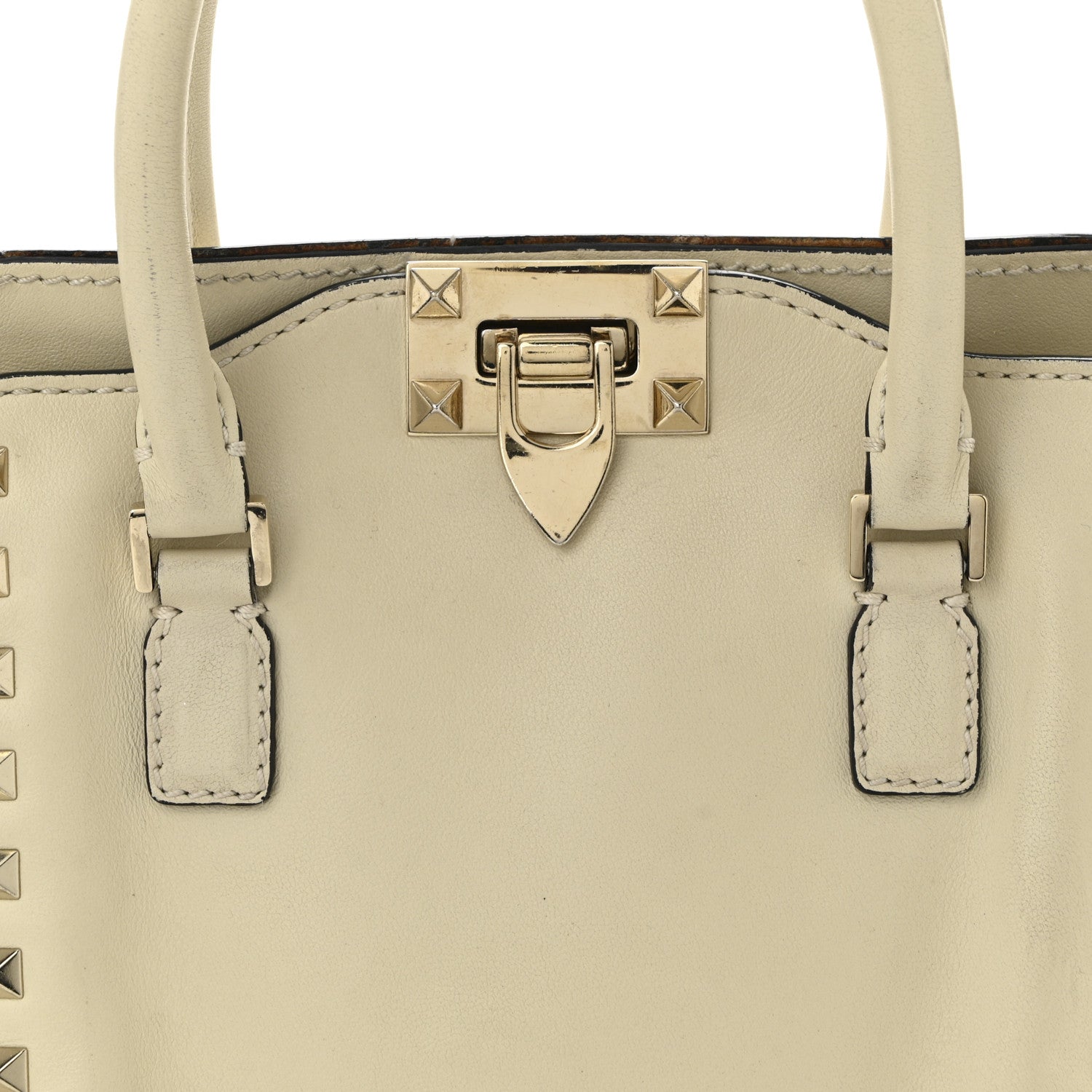 Valentino Garavani Vitello Mini Rockstud Double Handle Tote Ivory 7 of 16