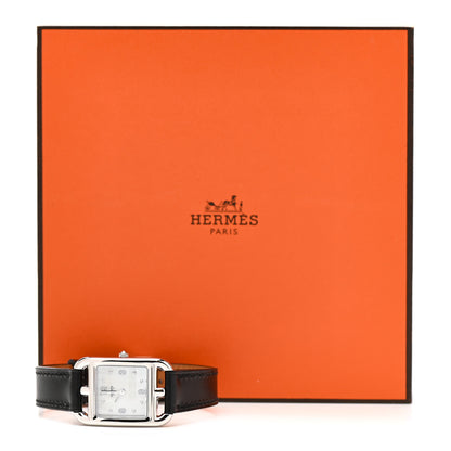 Hermes Stainless Steel Barenia Diamond Mother of Pearl 23mm Cape Cod Quartz Watch Noir 5 of 5