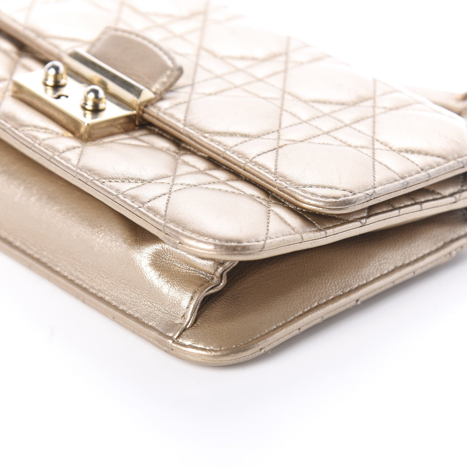 Christian Dior Metallic Lambskin Cannage Miss Dior Promenade Pouch Gold 9 of 9