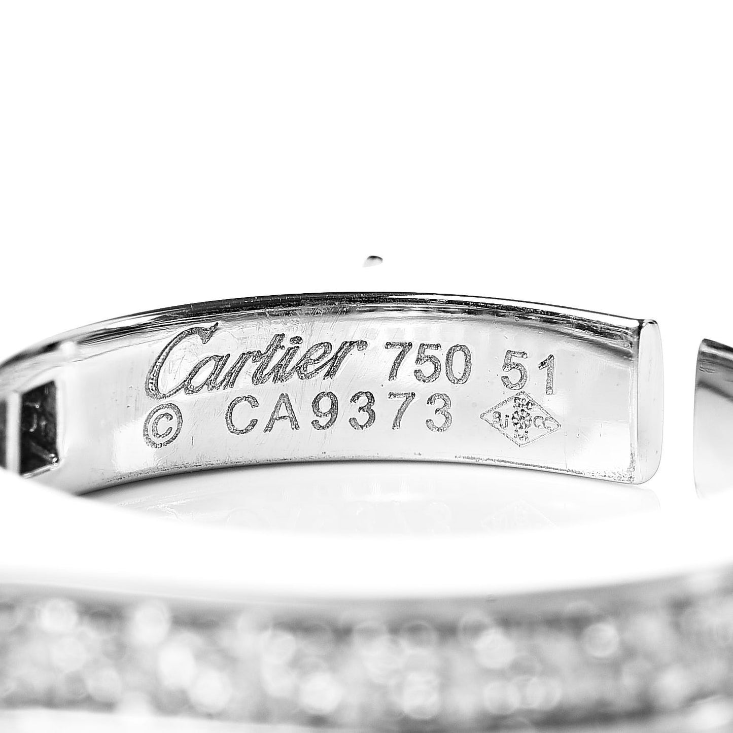 18K White Gold Diamond Flat C Ring 51 5.75
