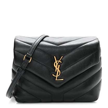 Saint Laurent Calfskin Y Quilted Monogram Toy Loulou Crossbody Bag Black 1 of 21
