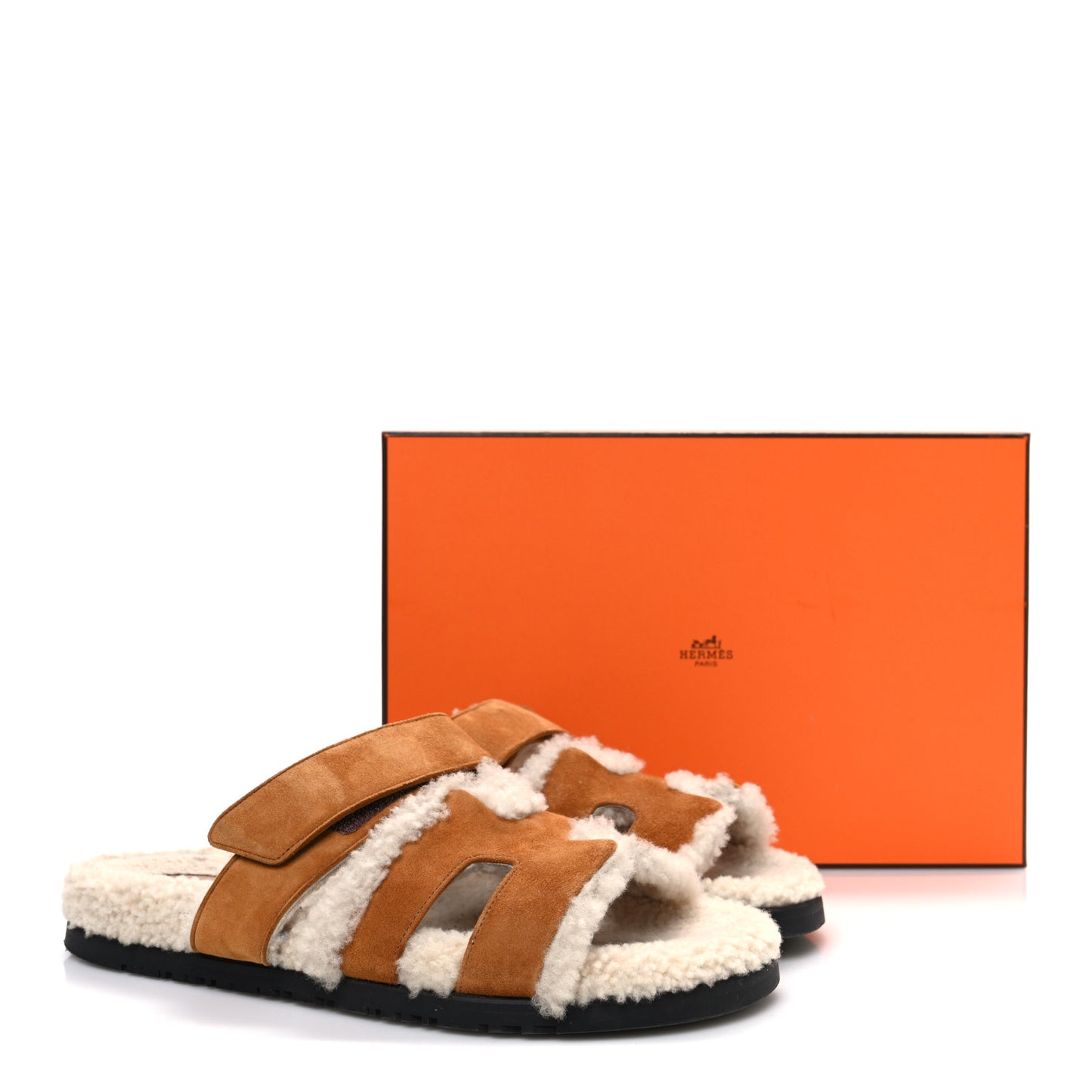 Suede Goatskin Woolskin Womens Chypre Sandals 39.5 Brun Fume Ecru