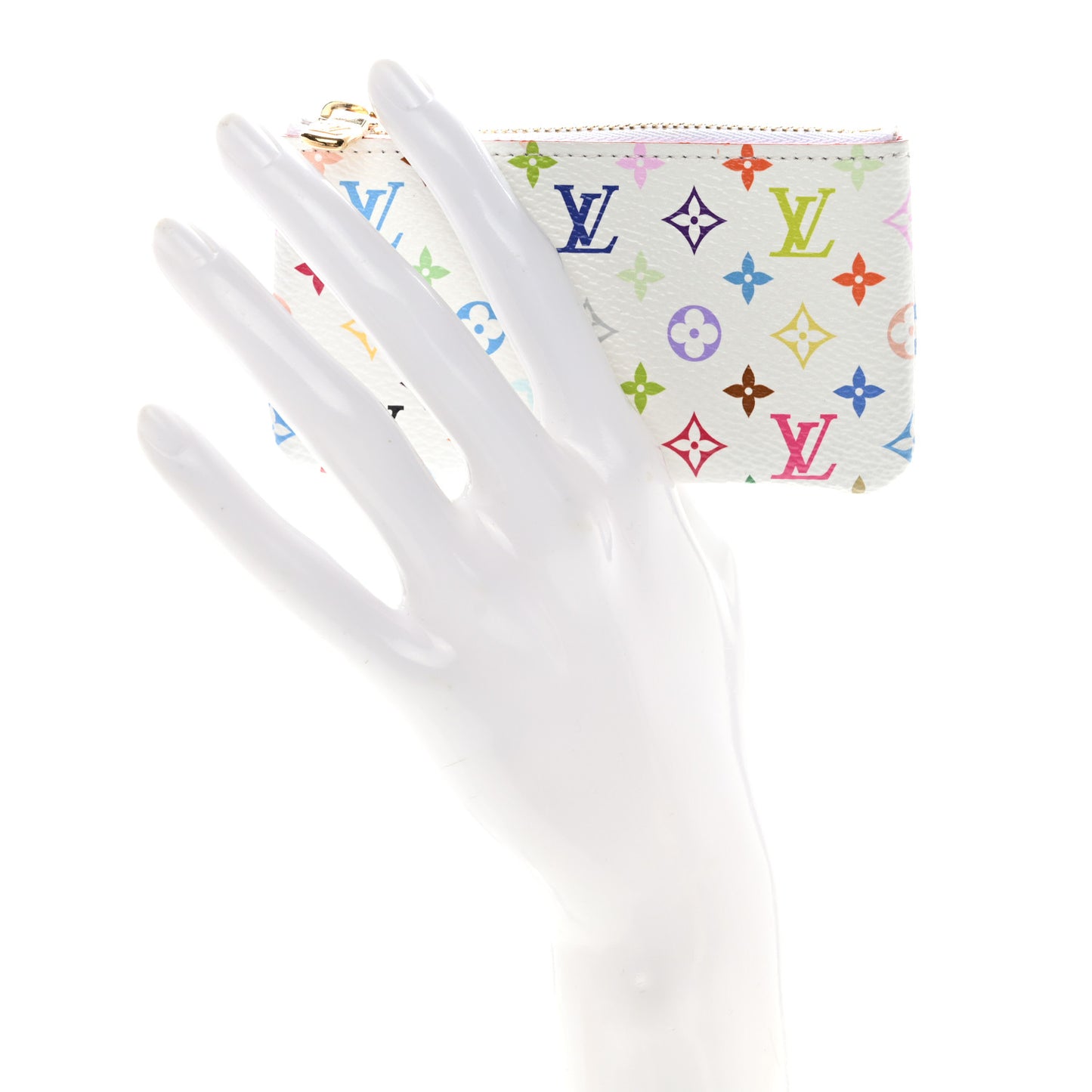 LV X TM Monogram Multicolor Key Pouch White