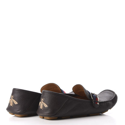 Gucci Calfskin Mens Web Sylvie Web Buckle Driver Loafers 9 Cocoa 4 of 9