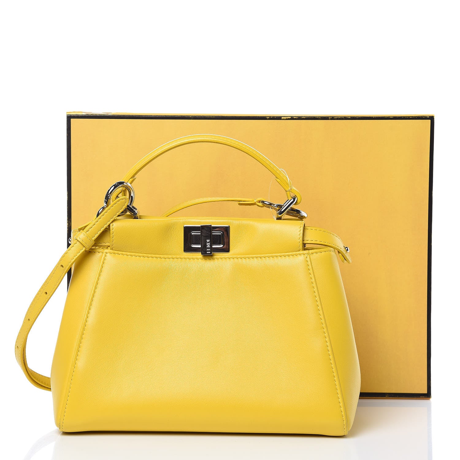Fendi Nappa Mini Peekaboo Iconic Satchel Lime 11 of 11