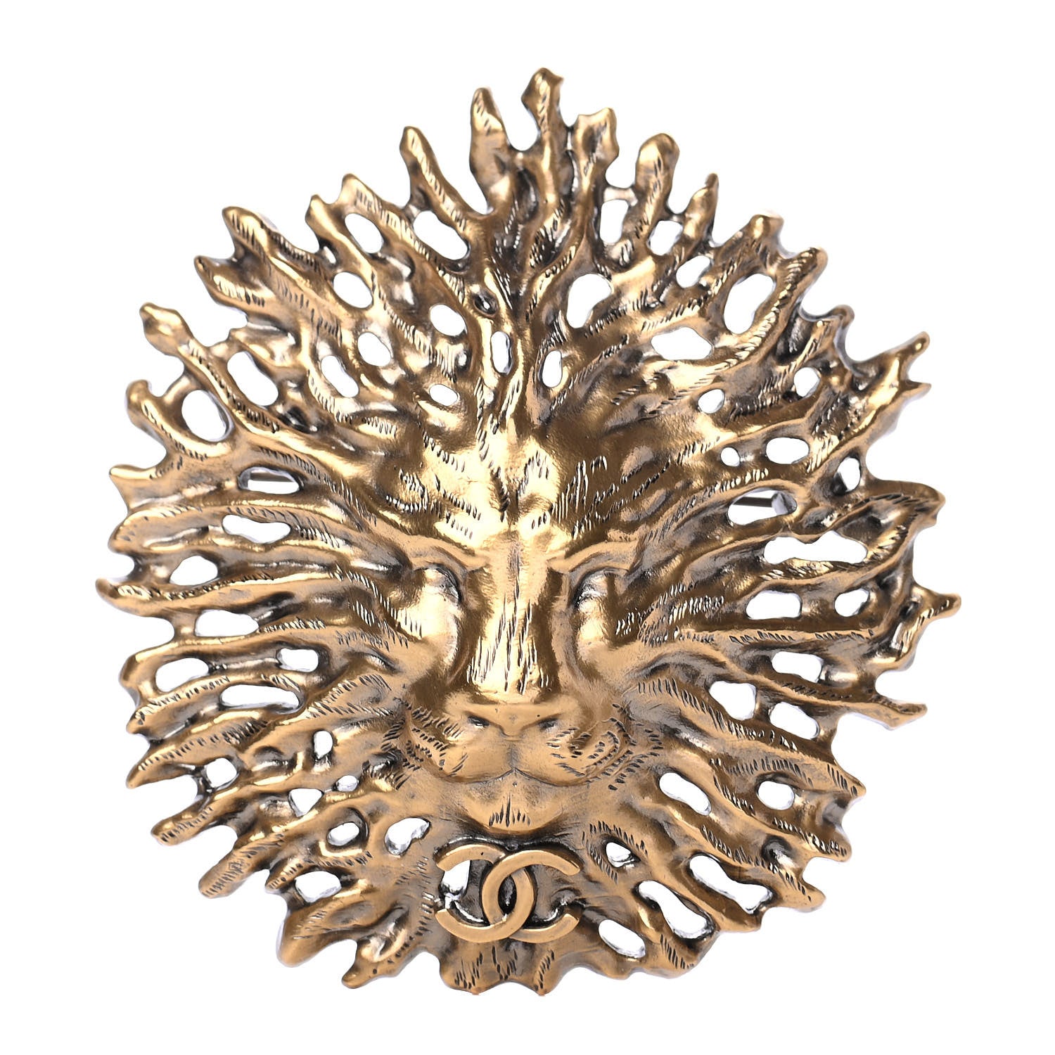 Chanel CC Lion Brooch Gold 1 of 3