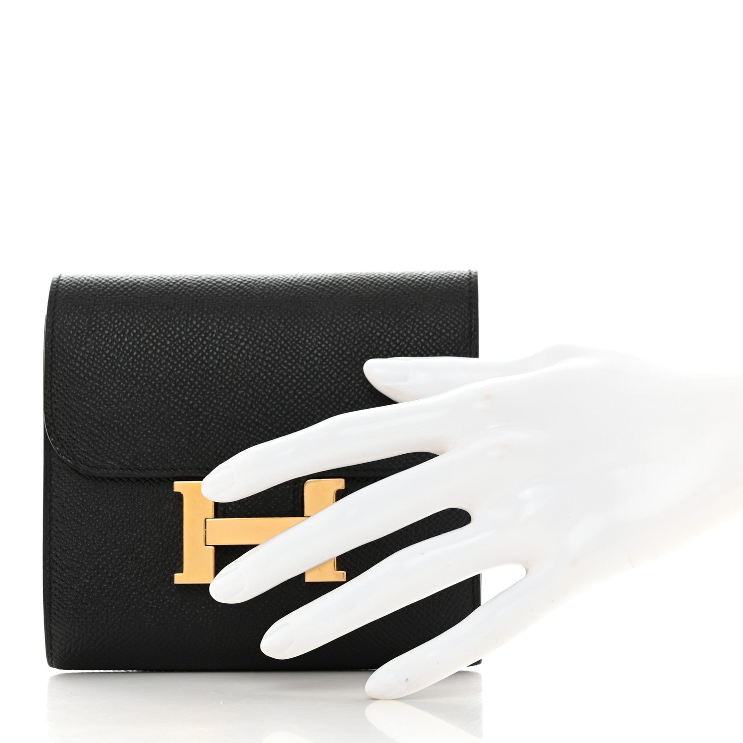 Hermes Epsom Constance Compact Passant Wallet Black 2 of 8