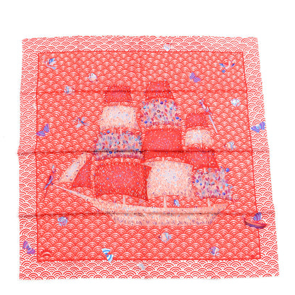 Hermes Silk Bateau Fleuri Scarf 90 Rouge Rose Poudre Bleu 1 of 4
