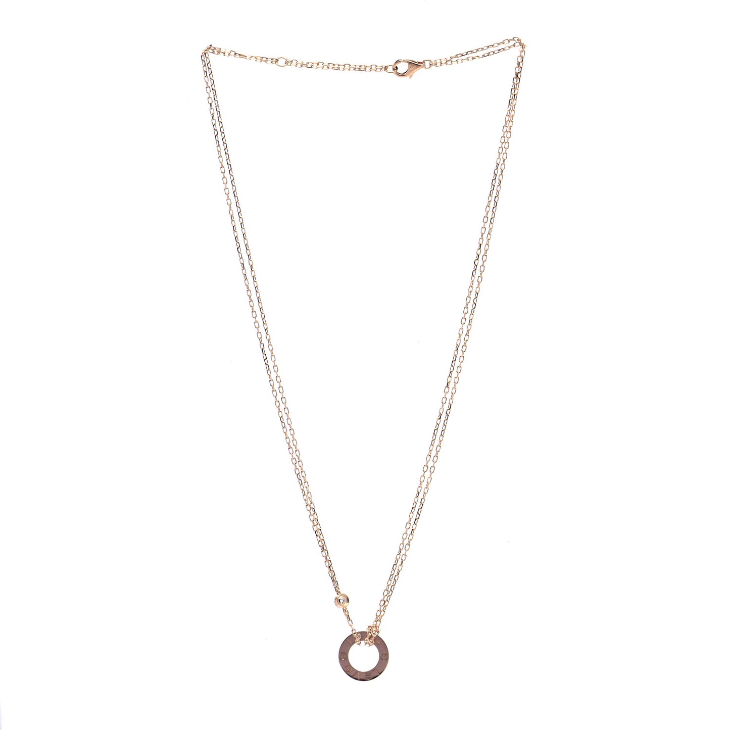 18K Pink Gold 2 Diamond LOVE Necklace