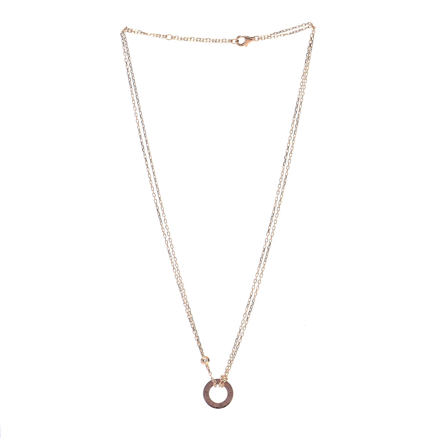 Cartier 18K Pink Gold 2 Diamond LOVE Necklace 2 of 7