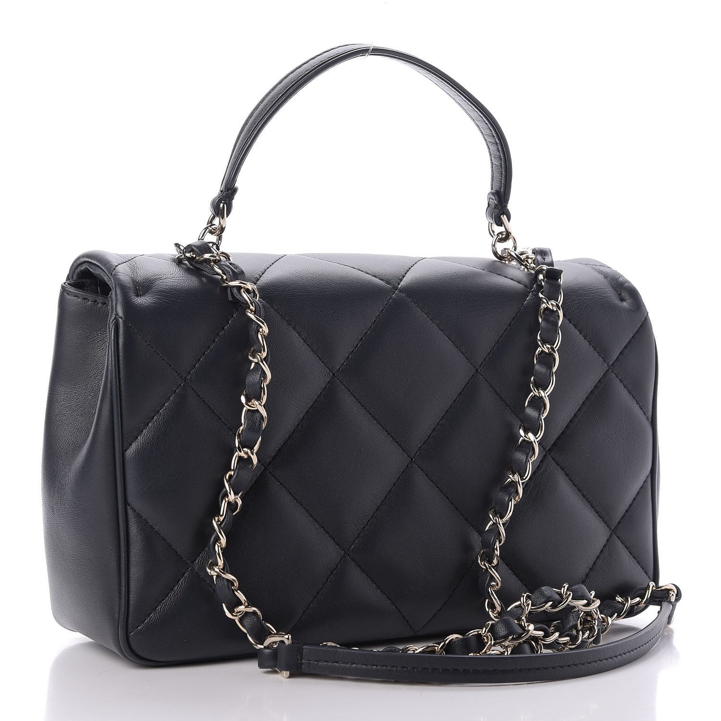 Lambskin Quilted Easy Carry Flap Navy