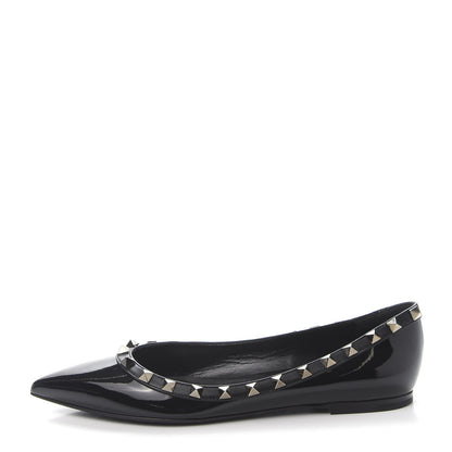 Valentino Garavani Patent Rockstud Ballerina Flats 37 Black 1 of 9
