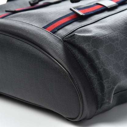 Gucci Soft GG Supreme Monogram Appia Calfskin Web Double Buckle Backpack Black 8 of 9