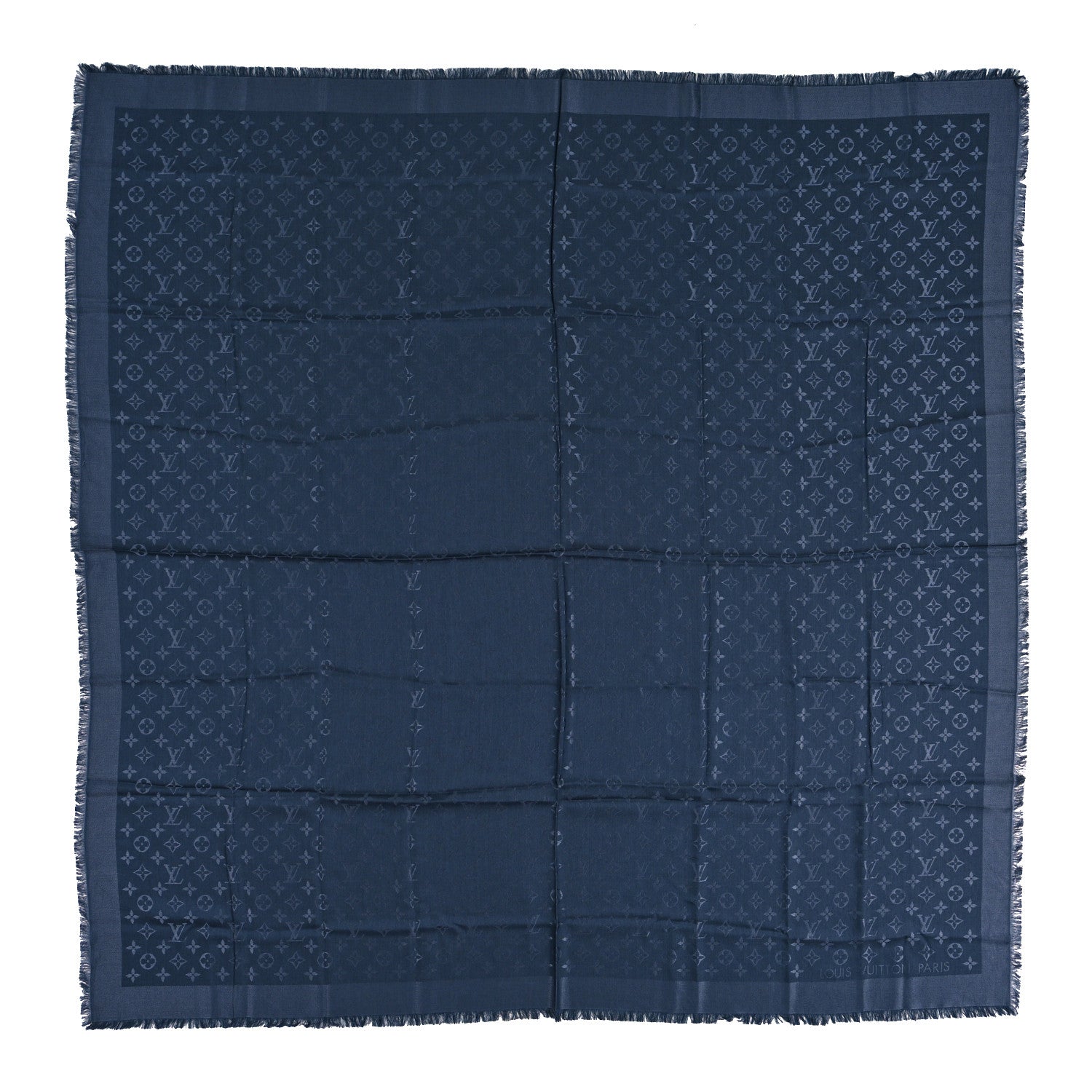 Louis Vuitton Silk Wool Monogram Denim Shawl Blue 1 of 3