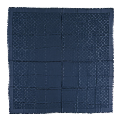 Louis Vuitton Silk Wool Monogram Denim Shawl Blue 1 of 3