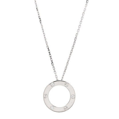 Cartier 18K White Gold 3 Diamonds LOVE Pendant Necklace 1 of 5