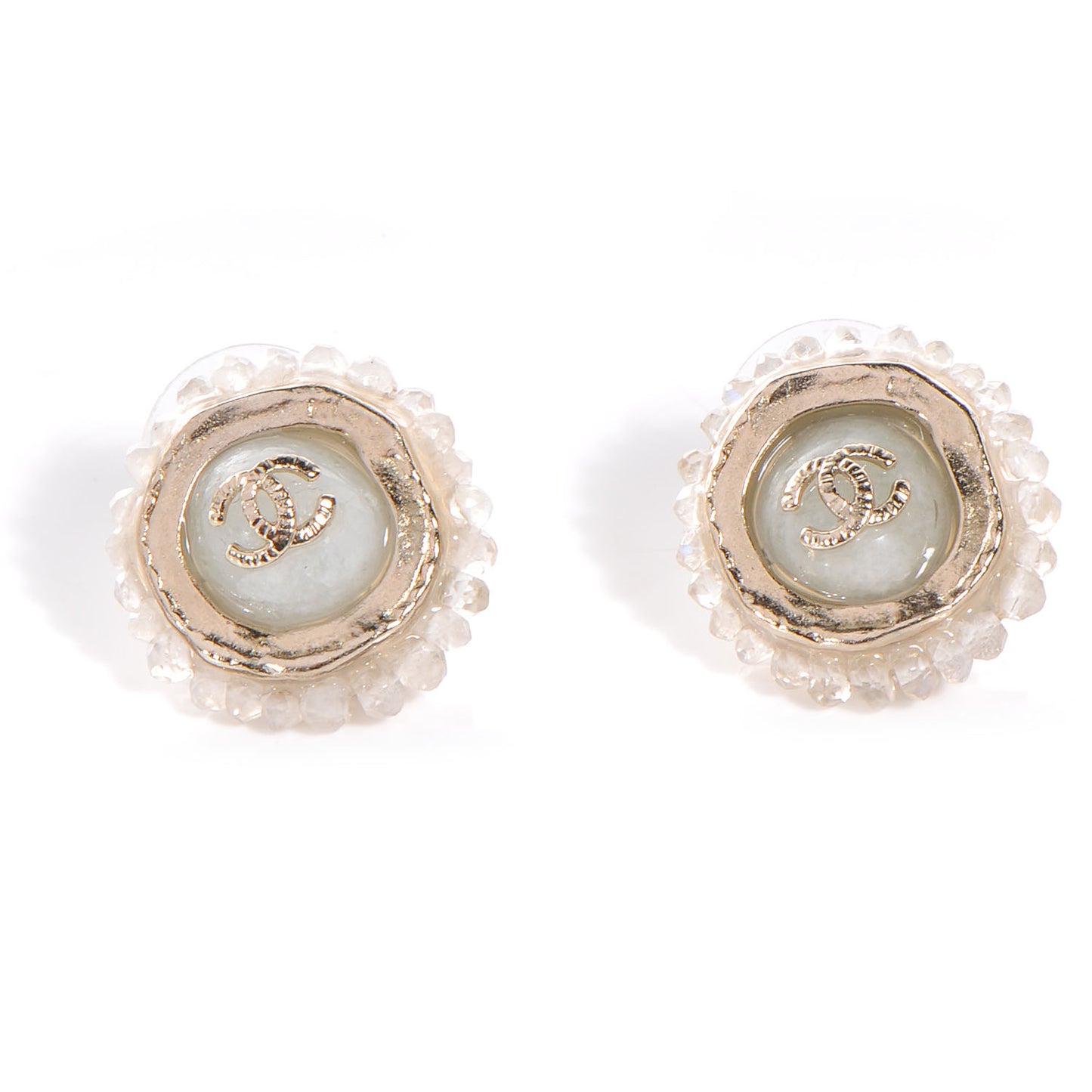 Moonstone CC Earrings White and Gold