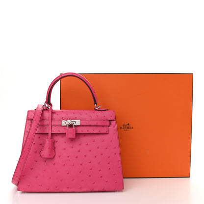 Hermes Ostrich Kelly Sellier 25 Rose Tyrien 11 of 11