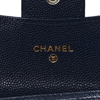 Chanel Caviar Quilted Flap Card Holder Wallet Navy Blue 6 of 11
