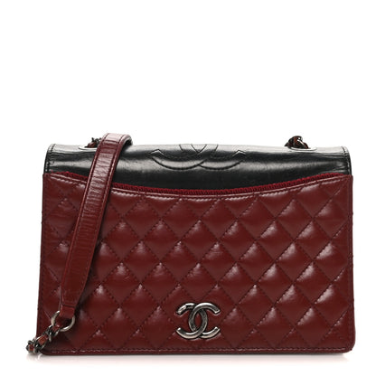 Chanel Calfskin Quilted Ballerine Flap Black Dark Red 1 of 10