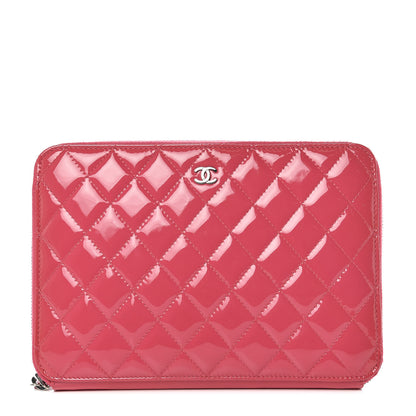 Chanel Patent Calfskin Quilted Zipped Clutch Pink 1 of 12