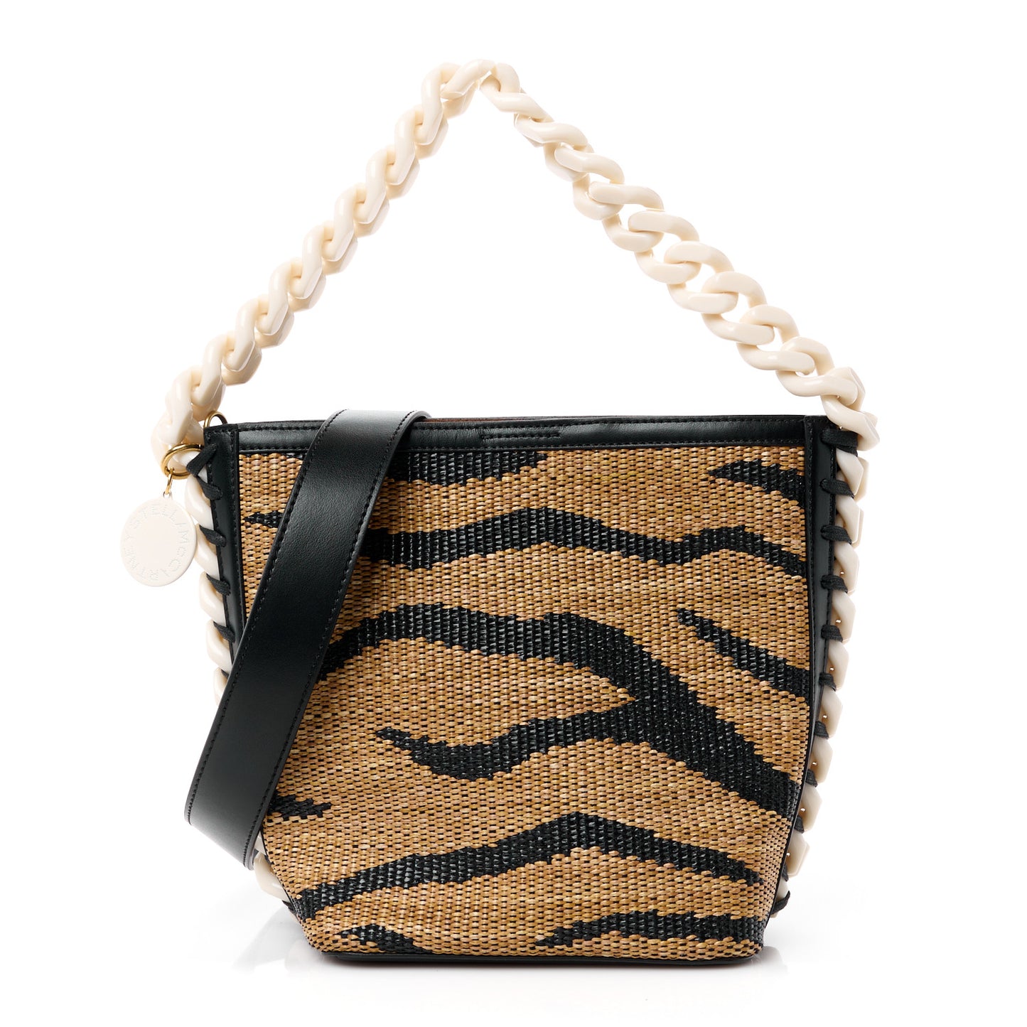 Raffia Jacquard Tiger Bucket Bag