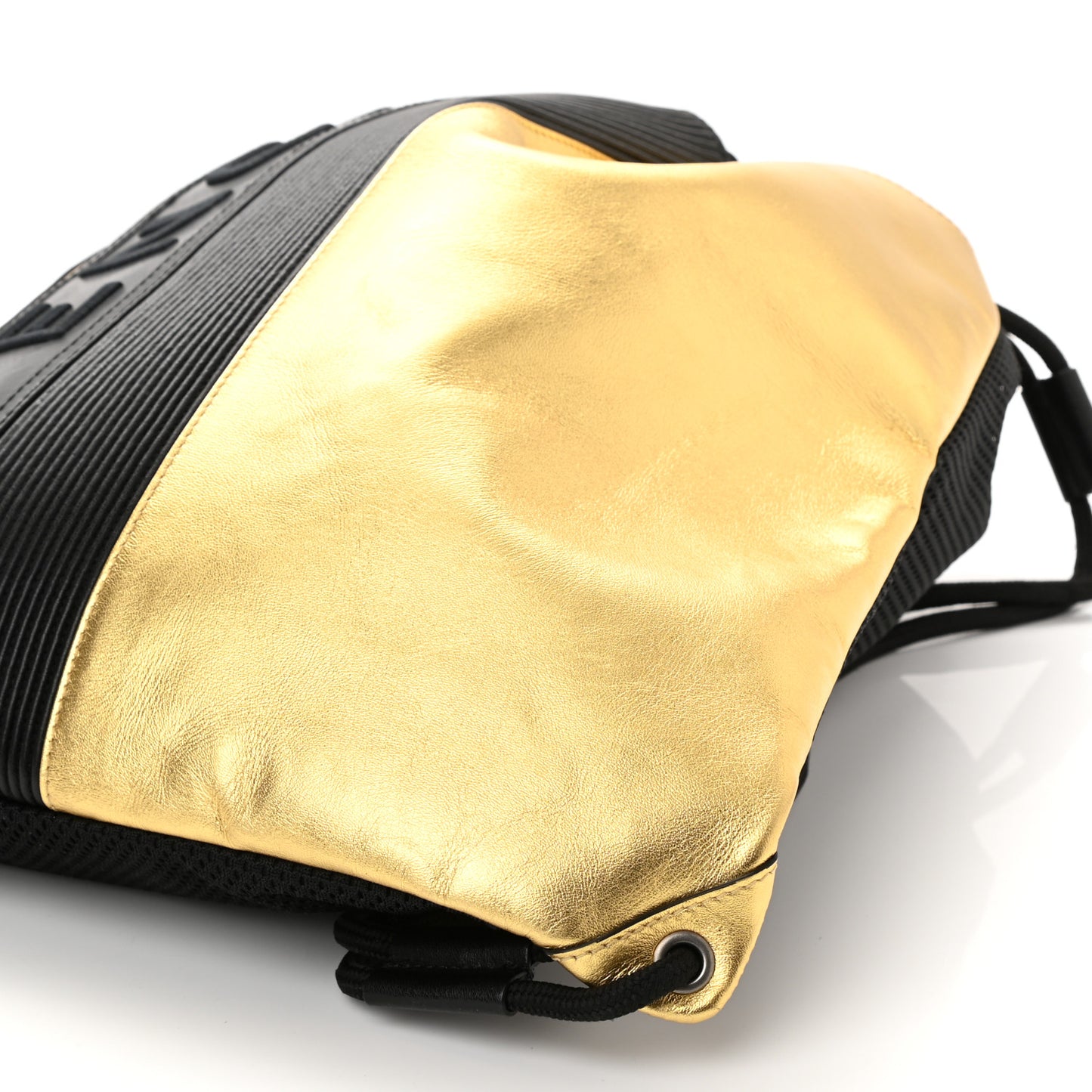 Calfskin MC3 Drawstring Backpack Bag Black Gold