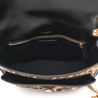 Saint Laurent Smooth Calfskin Canvas Leopard Print Medium Niki Chain Satchel Light Natural 5 of 10
