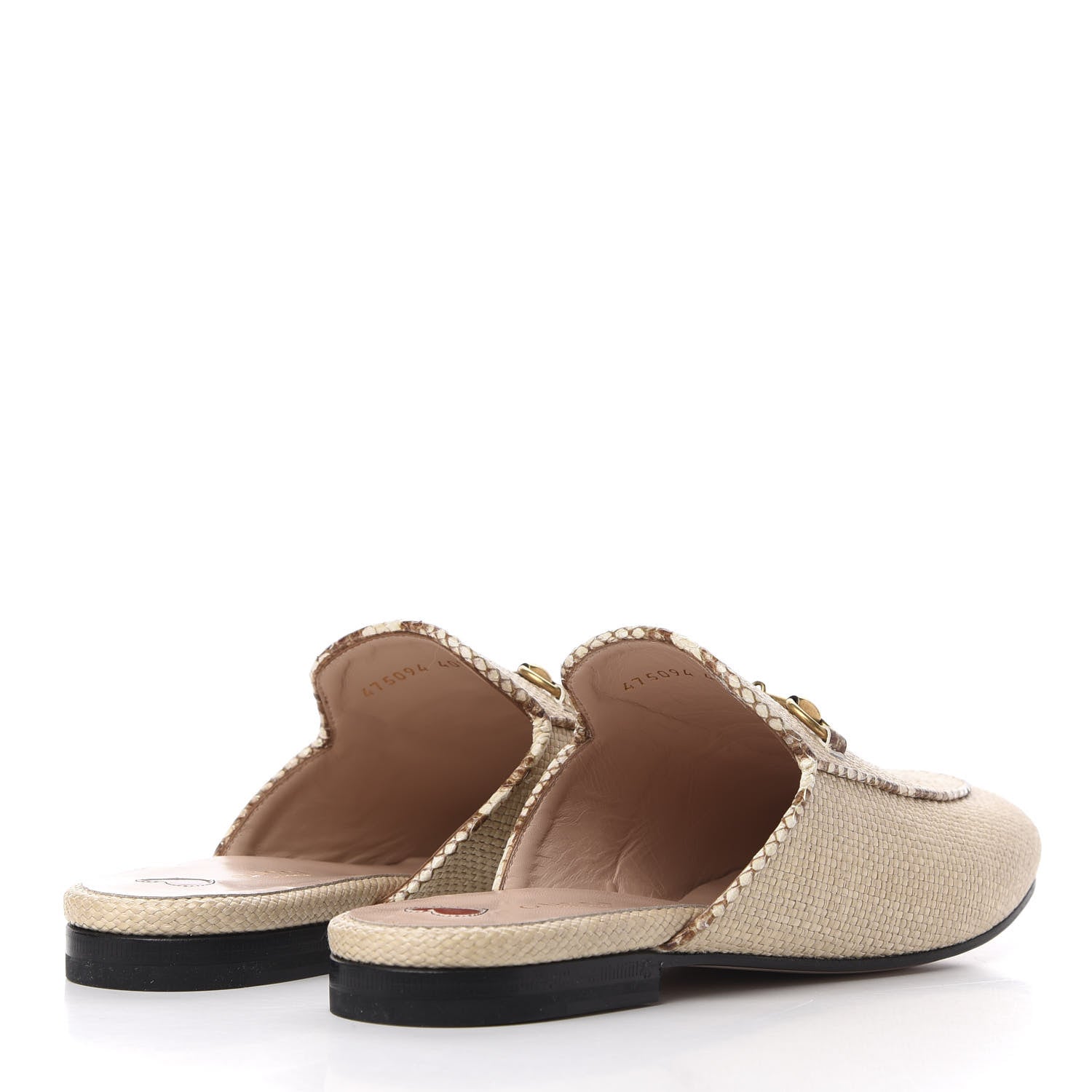 Gucci Straw Elaphe Womens Princetown Slippers 37 Natural Cream Brown 4 of 11
