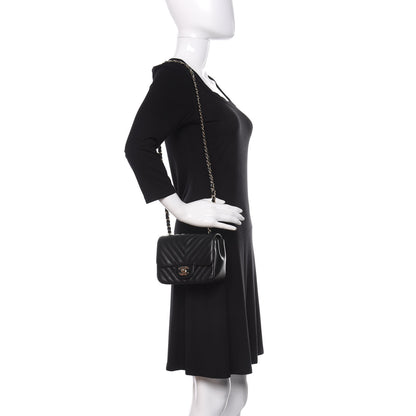 Chanel Lambskin Chevron Quilted Mini Square Flap Black 2 of 11