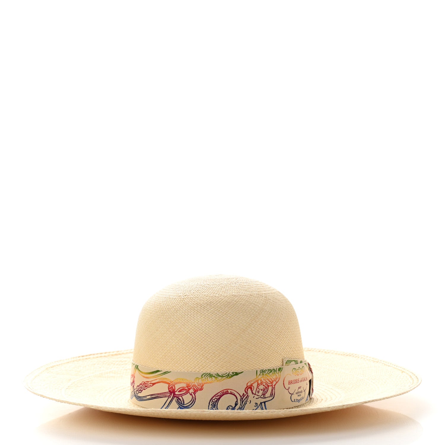 Hermes Straw Brides De Gala Panama Carrousel Hat 56 Naturel Multicolore 6 of 11
