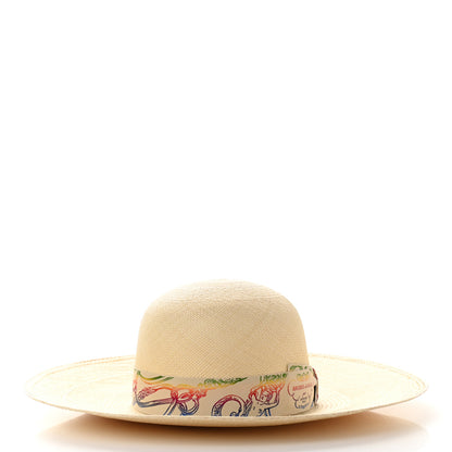 Hermes Straw Brides De Gala Panama Carrousel Hat 56 Naturel Multicolore 6 of 11