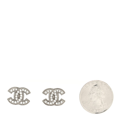 Chanel Crystal Mini CC Earrings Silver 2 of 5