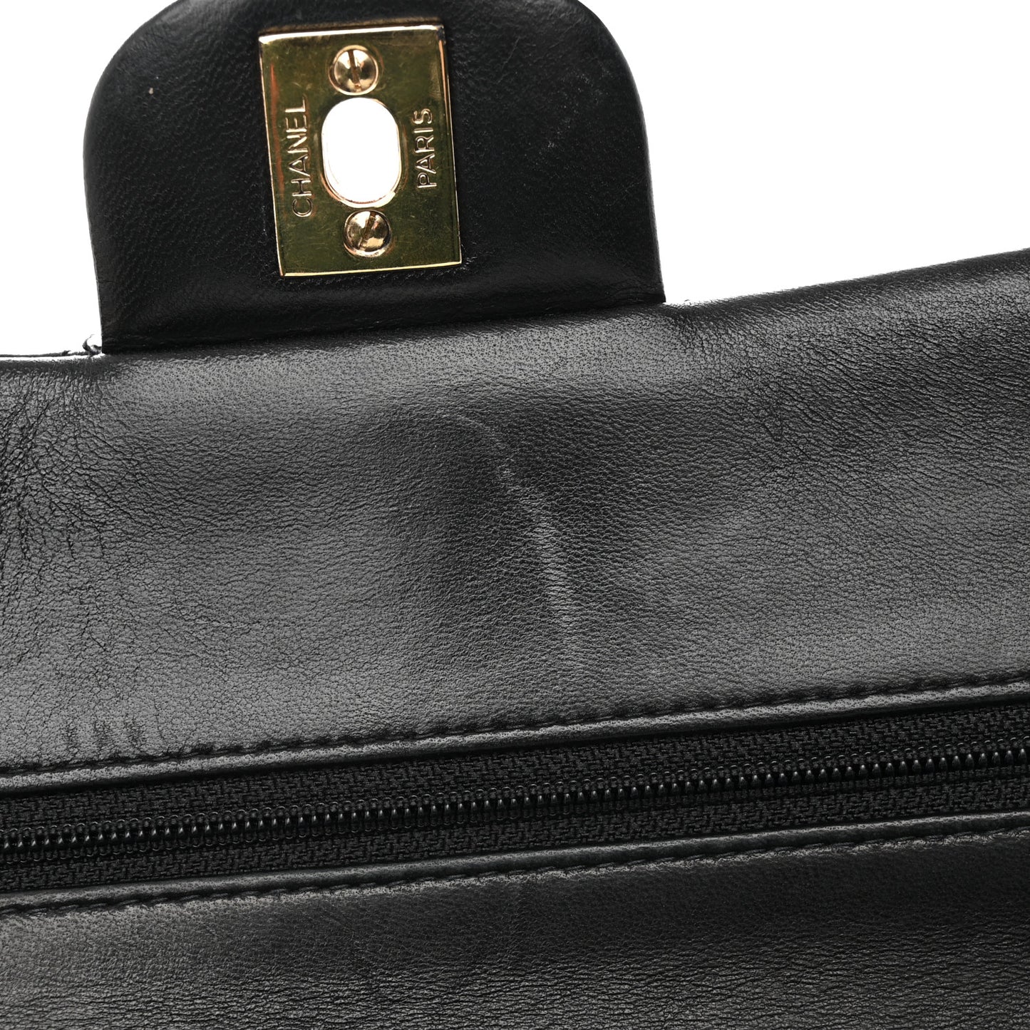 Lambskin Quilted Medium Double Flap Black