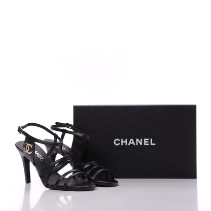 Chanel Lambskin CC Sandals 38 Black 11 of 11