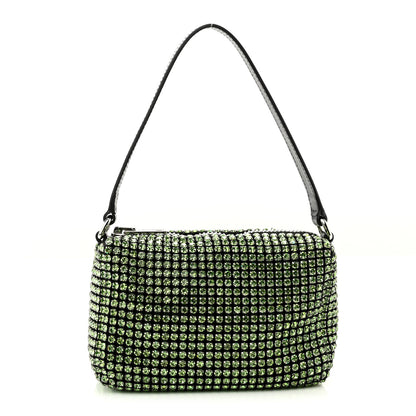 Alexander Wang Mesh Crystal Rhinestone Mini Heiress Pouch Green 1 of 9