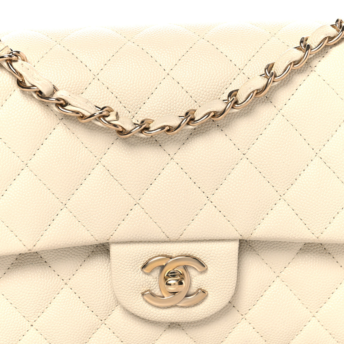 Chanel Caviar Quilted Medium Double Flap White 8 of 10
