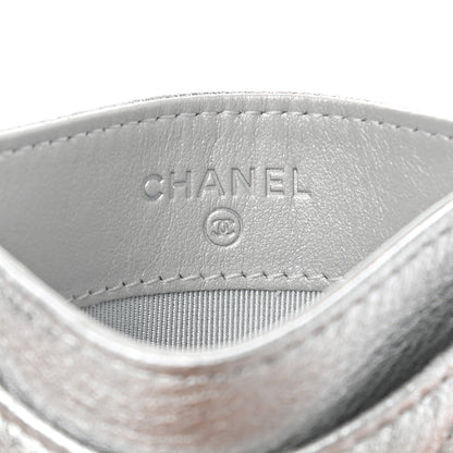 Chanel Metallic Goatskin Quilted CC Card Holder Silver 6 of 9