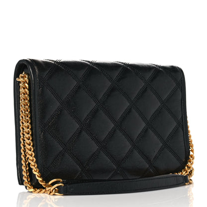 Saint Laurent Lambskin Diamond Quilted Becky Chain Wallet Black 2 of 8