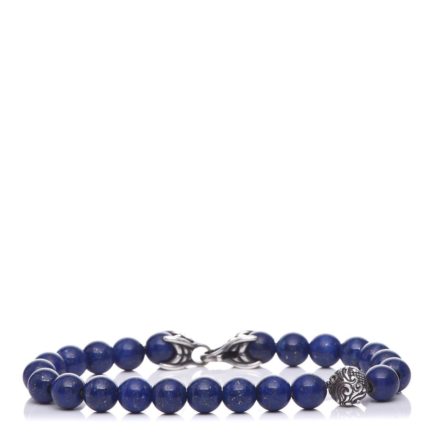 David Yurman Sterling Silver Lapis Lazuli 8mm Spiritual Beads Bracelet 1 of 8