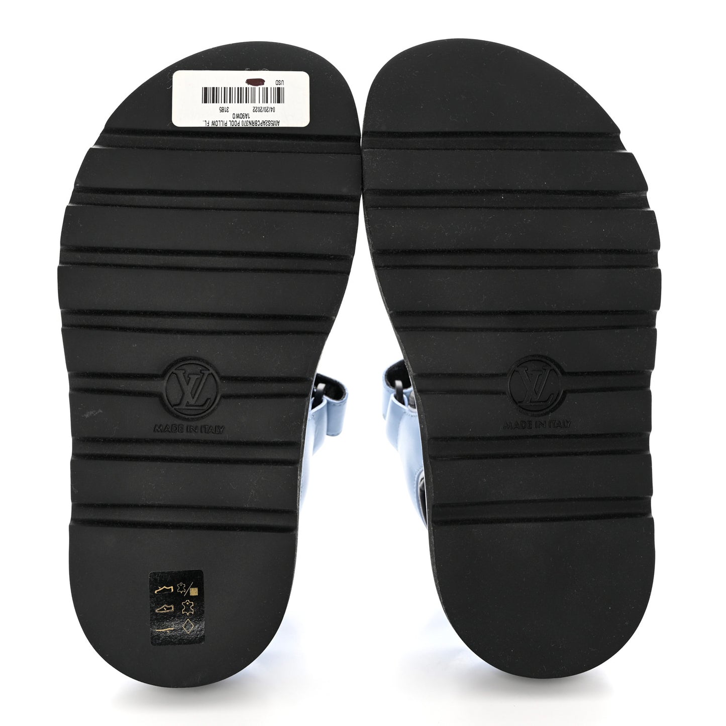 Calfskin Pool Pillow Flat Comfort Sandals 37 Blue