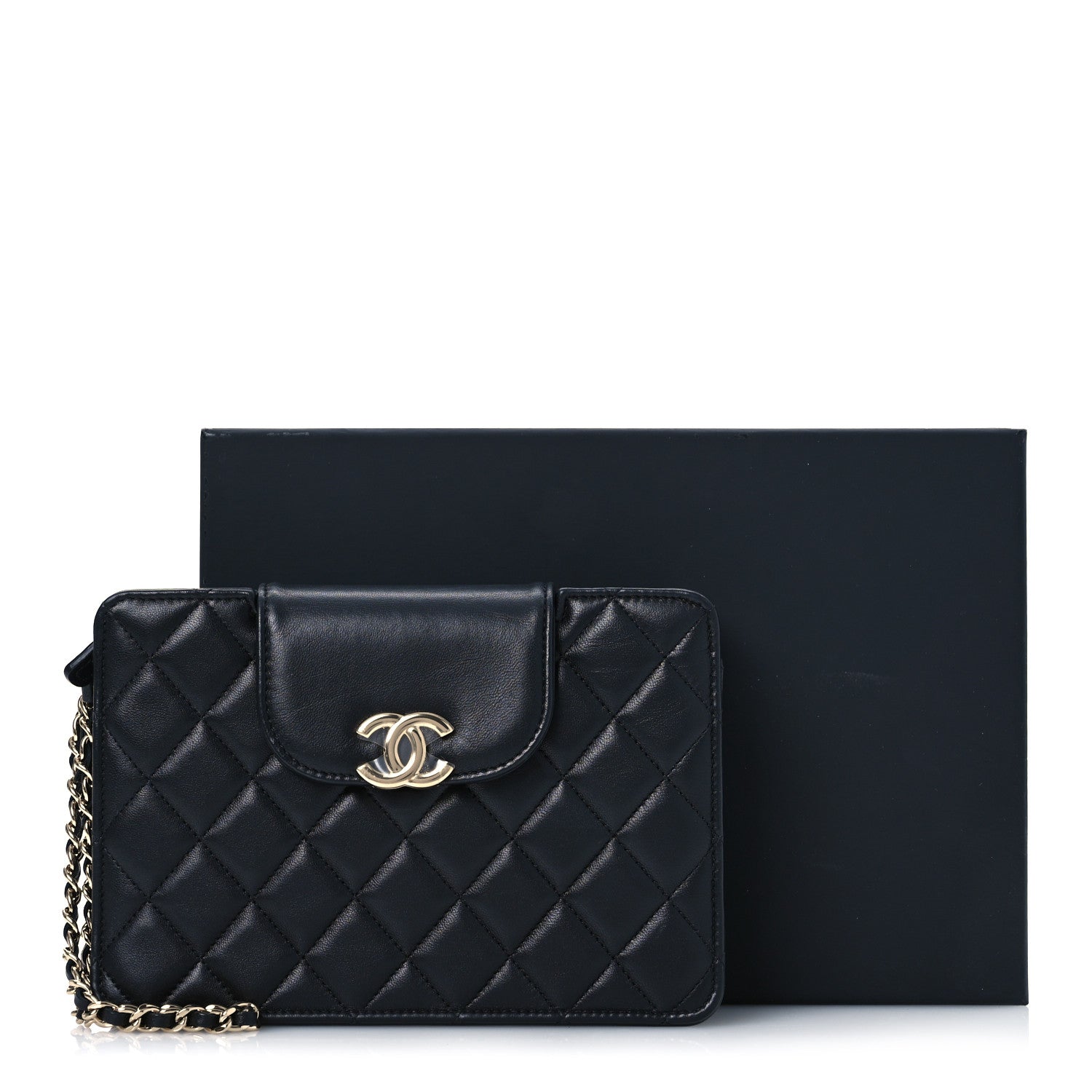 Chanel Lambskin Quilted CC Pouch Wristlet Black 14 of 14