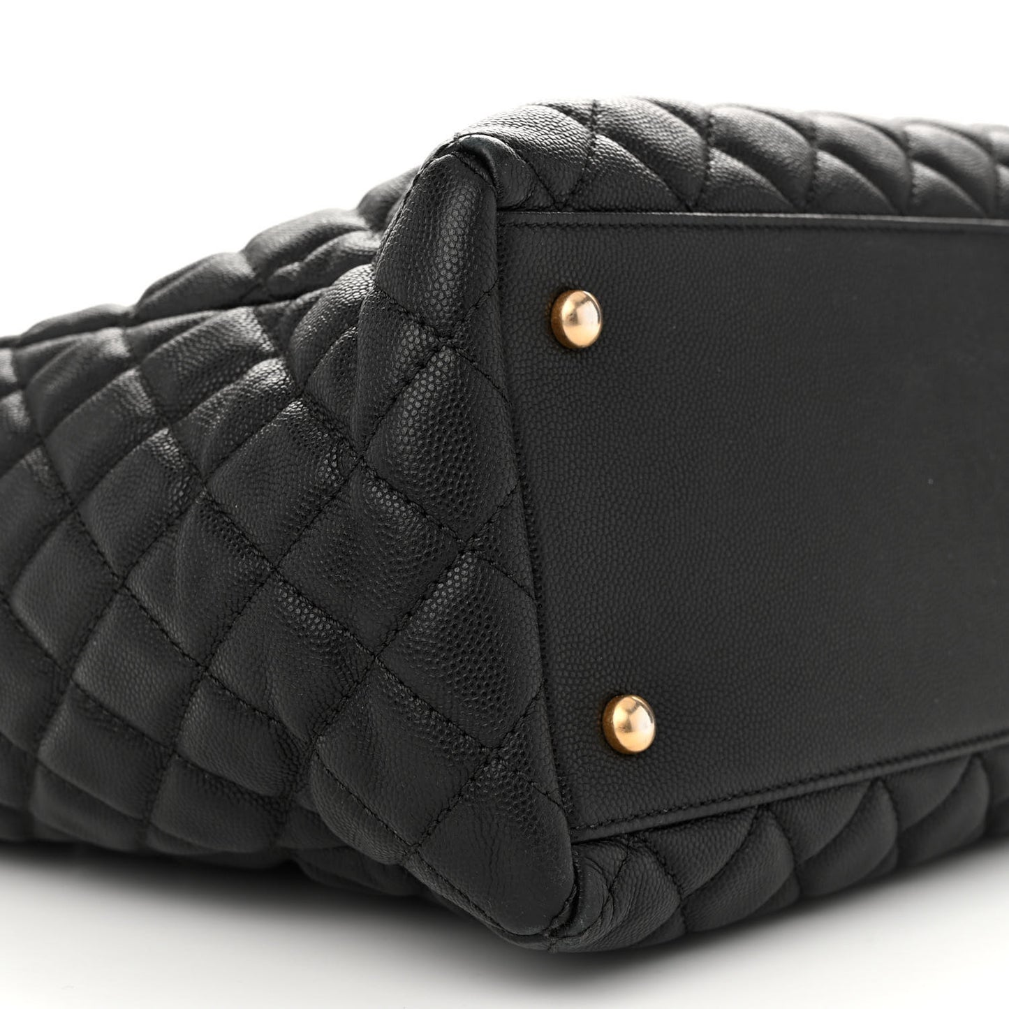 Caviar Quilted Coco Handle Shopping Tote Black
