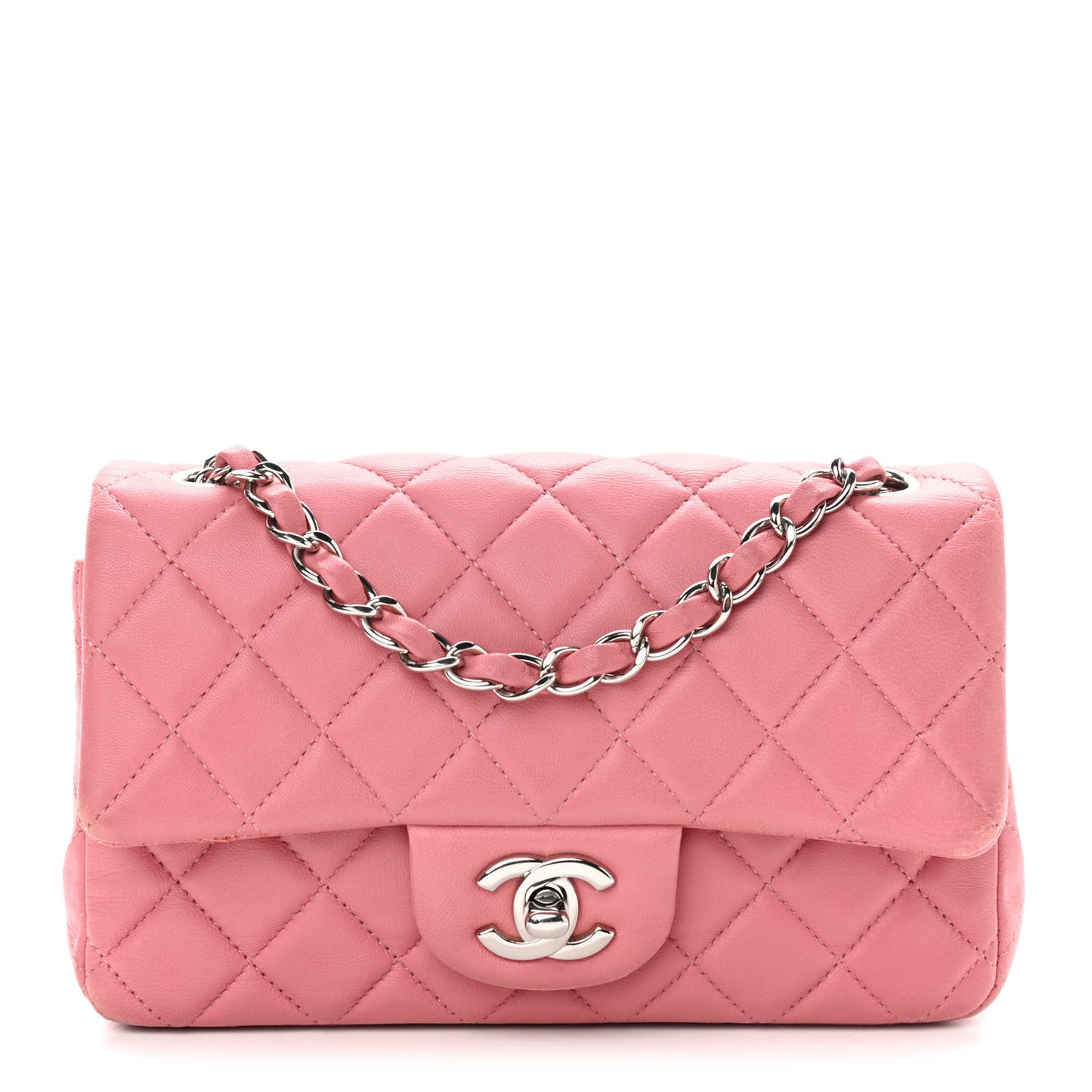 Lambskin Quilted Mini Rectangular Flap Pink