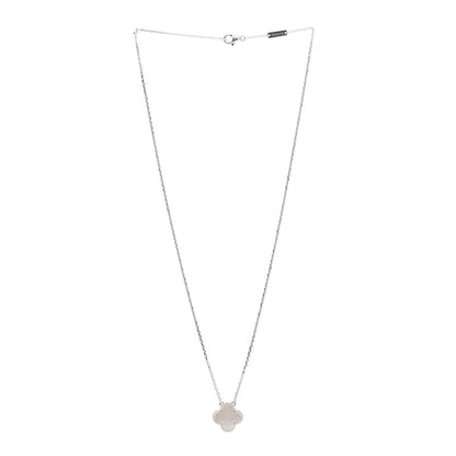 Van Cleef & Arpels 18K White Gold Mother of Pearl Vintage Alhambra Pendant Necklace 3 of 6
