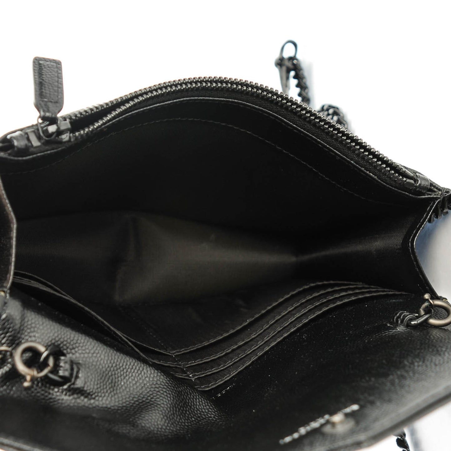 Grain De Poudre Matelasse Chevron Monogram Envelope Chain Wallet Black