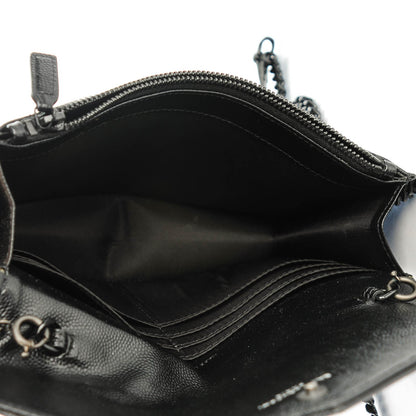 Saint Laurent Grain De Poudre Matelasse Chevron Monogram Envelope Chain Wallet Black 5 of 6