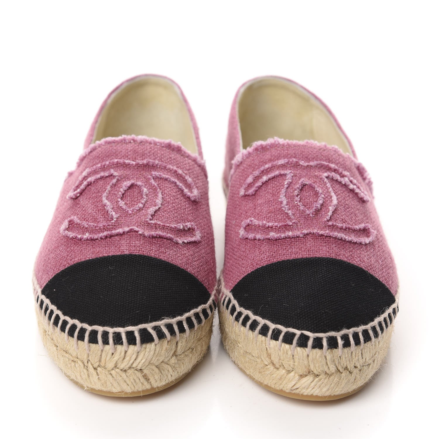 Chanel Linen CC Espadrilles 36 Pink Black 2 of 12