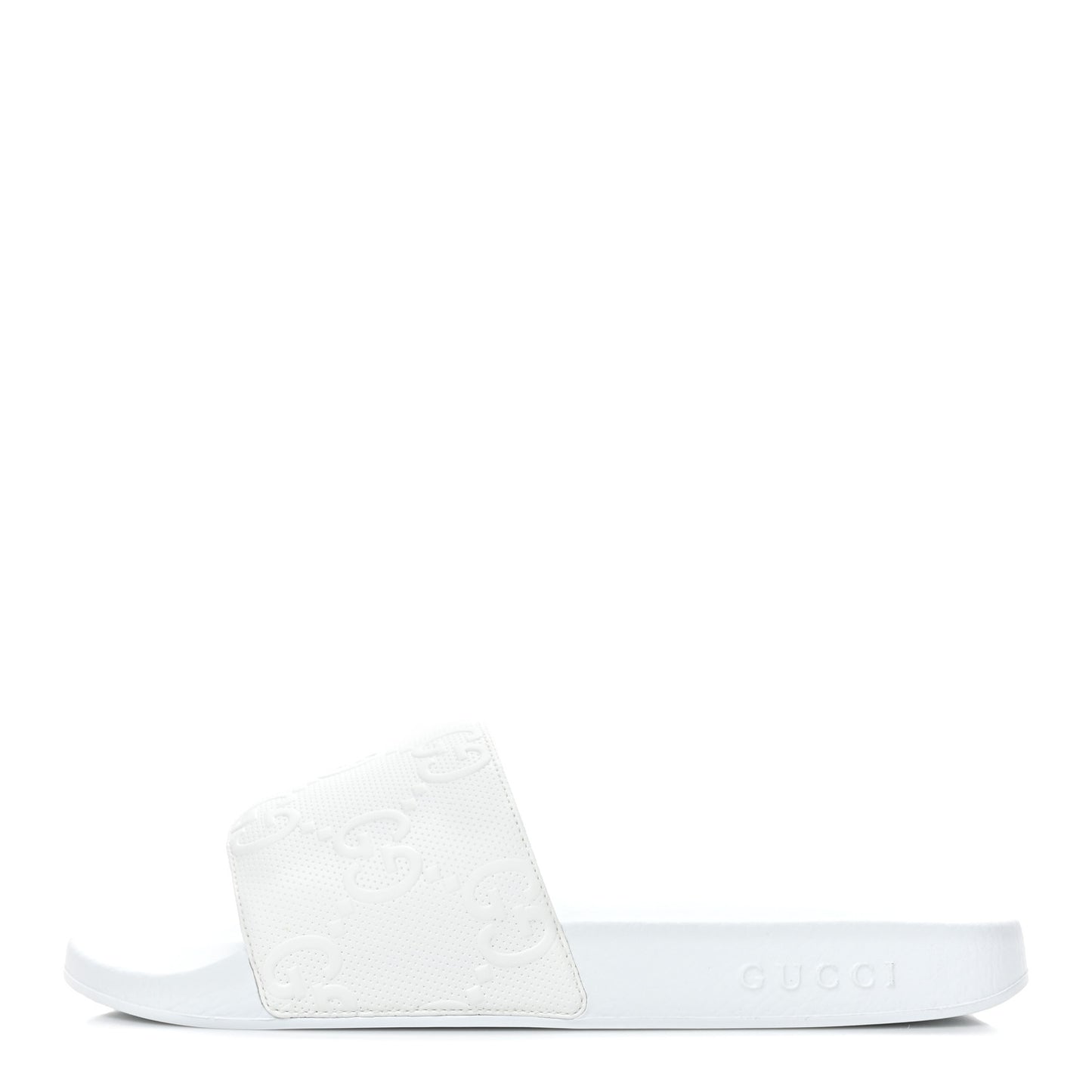 Rubber GG Monogram Mens Slide Sandals 10 White
