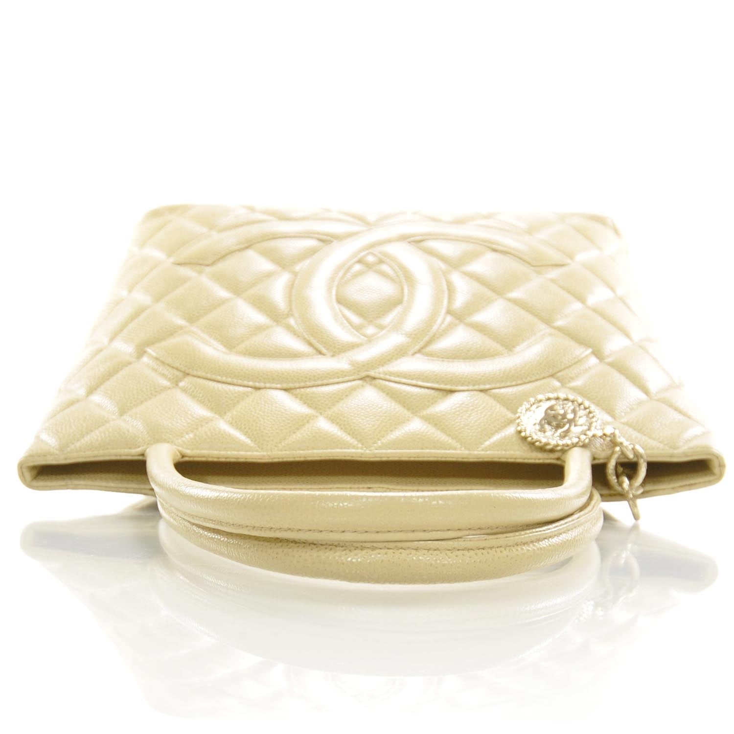 Chanel Caviar Quilted Medallion Tote Beige 5 of 9